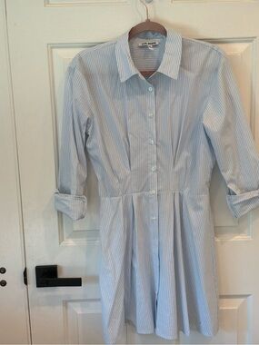 Steve Madden Light Blue and White Striped Shirt Dress NWOT